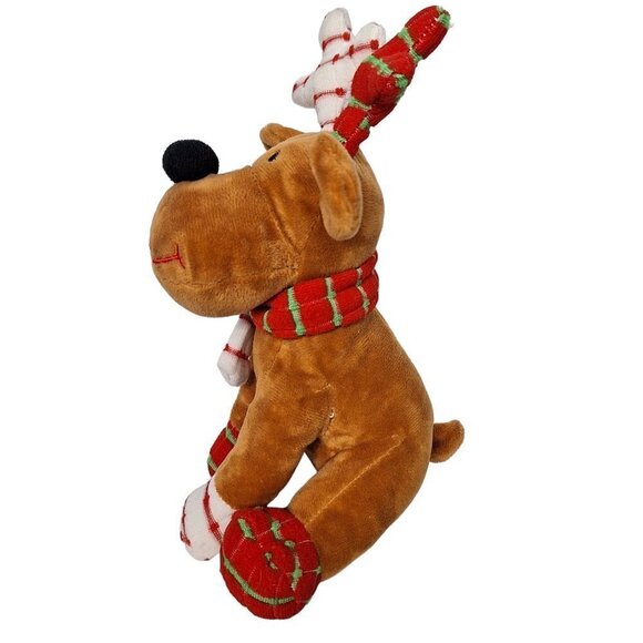 Nanco Reindeer Christmas Patchwork Scarf Plush Stuffed Animal 10" - Picture 4 of 6